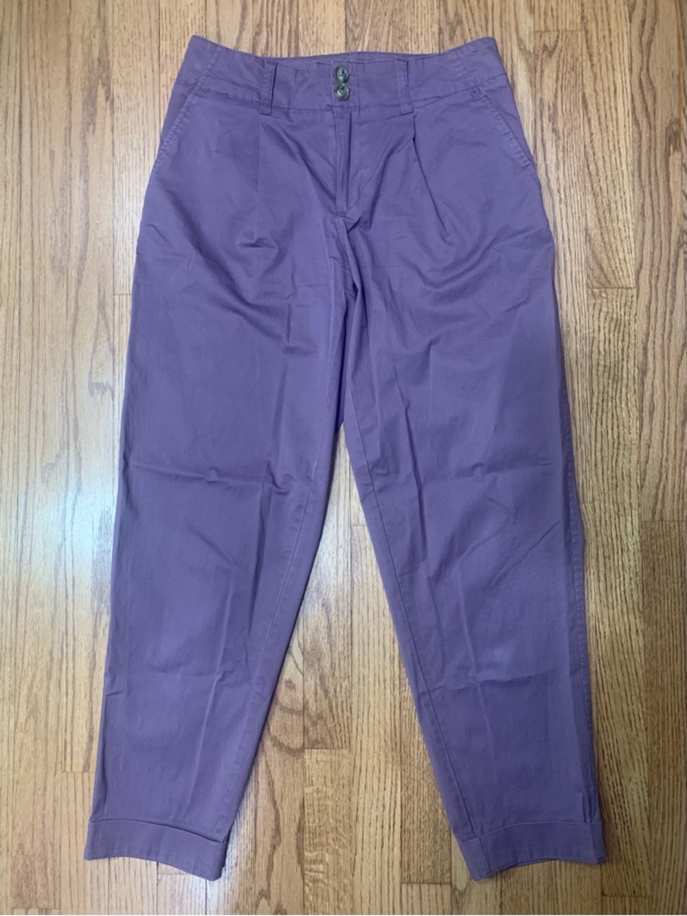 A New Day Purple Pleated Trousers Cuffed Hem Lyocell Blend Size 4 EUC